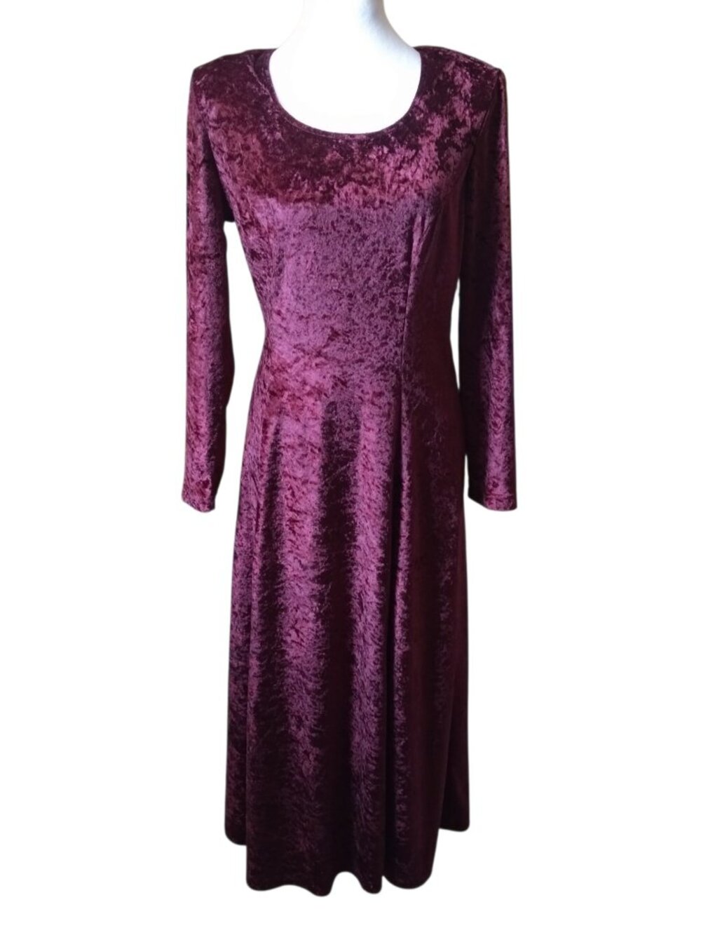 TR Bentley Burgundy Crushed Velvet Dress Size 10 Vintage Holiday Whimsigoth